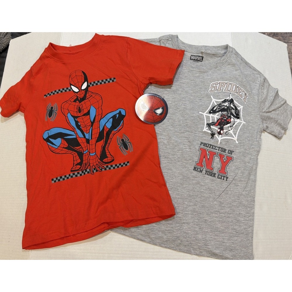 2 pack Boys' Tees 7 Spiderman Short Sleeve Graphic T Shirts Red Gray